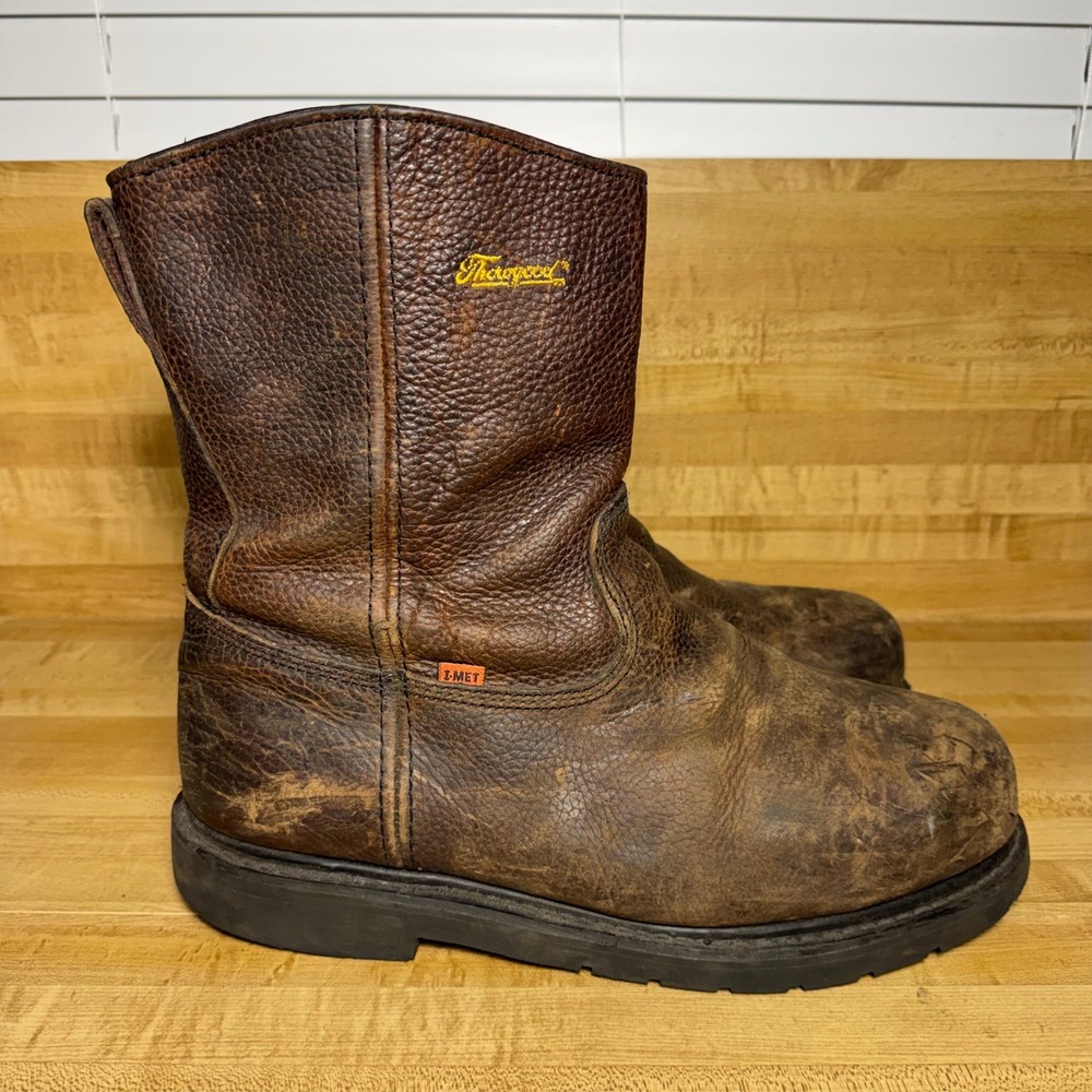 Thorogood 804-4132 Mens 13M Brown Leather Metatarsal Guard Side Zip Work Boots